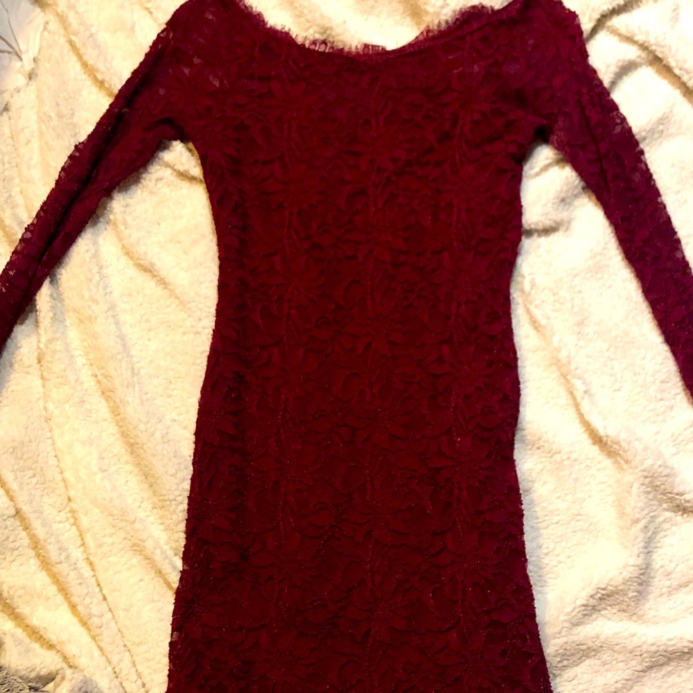 Wine lace dress
